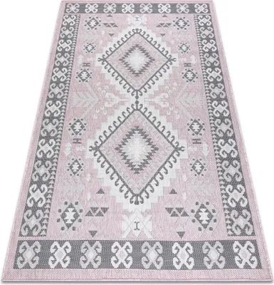 Produktbild von Teppich SISAL SION aztekisch 3007 flach gewebt rosa / ecru Rosa 160x220 cm
