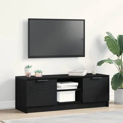 Obrázek produktu pro Maison Exclusive – Televizní skříňka, rozměry 102 x 32 x 35,5 cm, černá barva, Imitace dubu