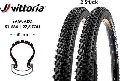Produktbild von 2 Stück 27.5 Zoll Vittoria Saguaro Falt Reifen 27.5x2.0 Mountain Bike 51-584 schwarz