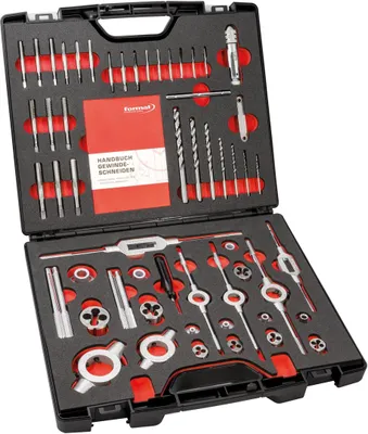 Produktbild von FORMAT Handgewindeschneidwergzeugsatz HSS 53-teilig, DIN:DIN 352/DIN 338_209, Schneidstoff:HSS, Gewindeart:M