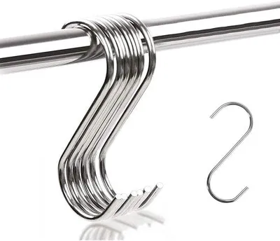 Image de Ibenzoa® : Lot de 10 crochets en acier inoxydable, dimensions 5,5 x 4 cm – résistants à la rouille et à la corrosion, gain de place, idéaux pour la cuisine et le bureau