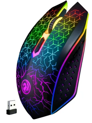 Immagine prodotto di Mouse da gioco RGB wireless silenzioso USB-C 2.4G 6 pulsanti nero