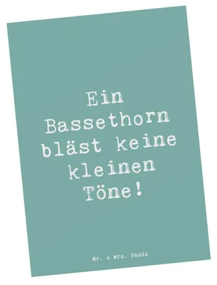 Produktbild von Mr. & Mrs. Panda Postkarte Spruch Bassethorn Klänge - Meeresbrise - Geschenk, keine kleinen Töne, Musiker, Solisten, Lernen, Kammermusik, Fotokarte, Klarinettenfamilie