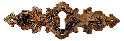 Produktbild von Möbelgriff im Gründerzeit-Stil mit Schlüsselschild aus Messing, antik patiniert