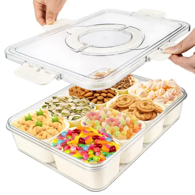 Snackbox mit 8 Fächern, wiederverwendbar, 31x23,5x6,5 cm