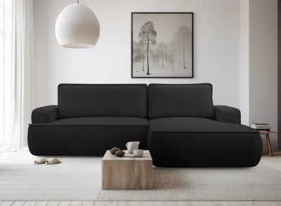 Produktbild von AX LIVING Ablia Sofa L Form mit Schlaffunktion Schwarzes 267 cm R