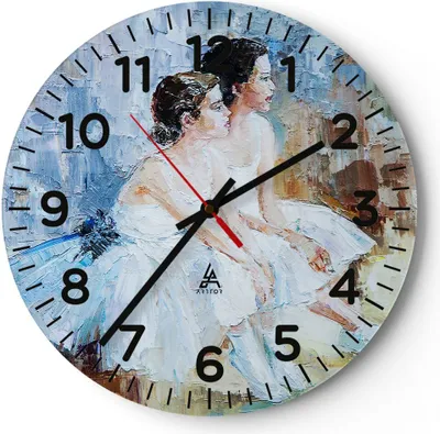 Produktbild von Wanduhr - Rund - Glasuhr - Balletttänzer tanzen - 30x30cm - Schleichendes Uhrwerk - Lautlos - zum Aufhängen bereit - Dekoration Modern - Wanddekoration aus Glas - C4AR30x30-3767