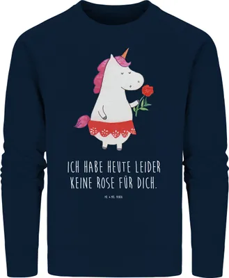 Produktbild von Mr. & Mrs. Panda Baumwoll Pullover Einhorn Dame Größe S - French Navy - Geschenk, Sweater, Bio, Einhörner, Bachelor, Unicorn, Frau, Sweatshirt, Bachelorette, Pulli