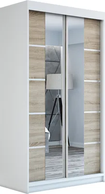 Productafbeelding van Schuifdeurenkast, garderobekast ERO, 120 cm. Kast met spiegel. Verkrijgbaar in verschillende kleuren (wit, zwart, sonoma). Meubels van de fabrikant!