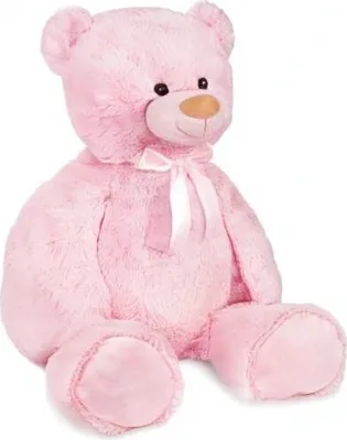 Image de BRUBAKER XXL Nounours 100 cm - Nounours grand - Peluche avec ruban, rose