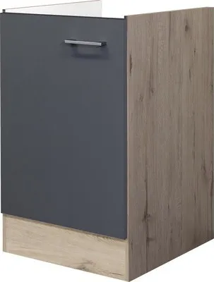 Produktbild von Flex Well Spülenschrank Tiago BxTxH 50 x 57,1 x 82 cm basaltgrau matt zerlegt Anschlag reversibel 00011680