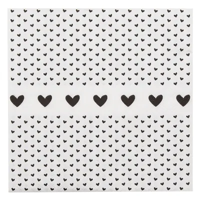 Produktbild von Clayre & Eef Servietten Papier 20er Set 33x33 cm (20) Weiß Schwarz Papier Herzen