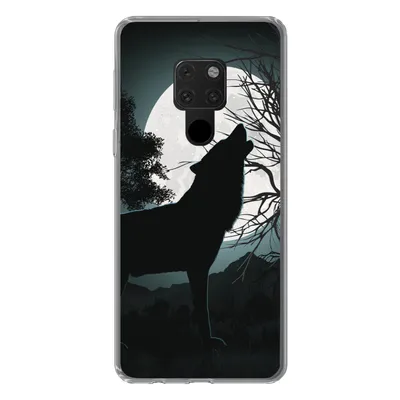 Produktbild von MuchoWow® Handyhülle Schutzhülle Hülle für Huawei P40 Lite Wolf - Scherenschnitt - Mond Silikon Softcase Handy Hülle - Handy