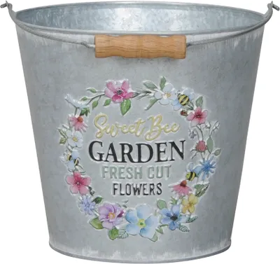 Produktbild von Metall Topf Garden grau/bunt mit Henkel Übertopf