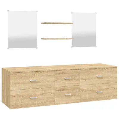 Produktbild von 5-tlg. Badmöbel-Set Eichen-Optik Holzwerkstoff