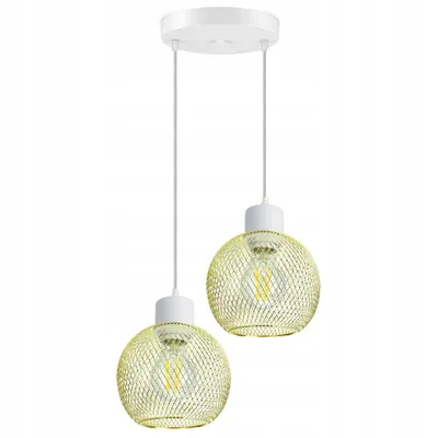 Obrázek produktu pro LUXOLAR Závěsná svítidla E27 60 W se síťkou 2 plameny zlatobílá - stropní svítidlo do obývacího pokoje, kuchyně