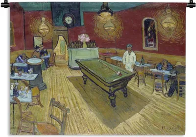 Produktbild von MuchoWow® Wandteppich Wandbehang Das Nachtcafé - Vincent van Gogh 90x67.5 cm Tapisserie Dekoration Wandtuch - Fototeppich - Wand-Skulpturen