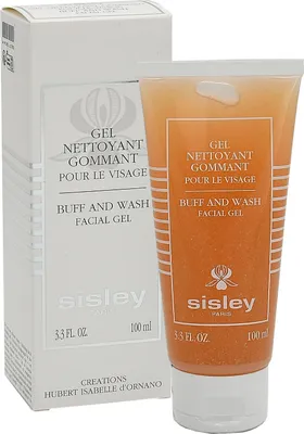 A product shot of a Sisley facial gel and its packaging.