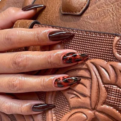 Produktbild von 24 Stück Leo Mittel-Mandarin Druck-Nägel, Leopard Design, Stiletto Acryl-Nagel