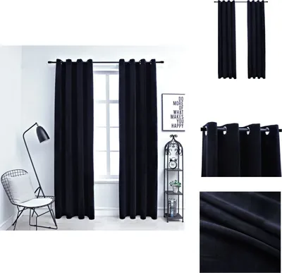 Immagine prodotto di vidaXL Tende oscuranti con occhielli 2 pezzi velluto nero 140x245 cm - Tende e tendaggi