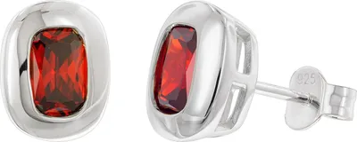 trendor 21440-16 Damen-Ohrringe 925 Silber Ohrstecker Zirkonia Granatrot 1