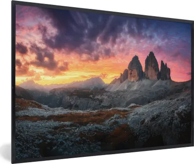 Produktbild von MuchoWow® Gerahmtes Poster Felsen - Berg - Sonnenuntergang - Landschaft 30x20 cm - Poster mit Schwarzem Bilderrahmen Wandposter Rahmen Foto Bilder - Kunstdruck - Bild-Poster