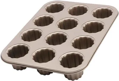 Image de Moule à gâteaux en acier au carbone à 12 cavités pour pâtisseries et gâteaux.