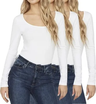 Produktbild von Vero Moda Langarmshirts Basic U-Neck Shirt im 3er Pack, 809 3xWhite XL
