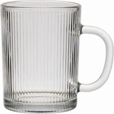 Immagine prodotto di Set di 2 tazze Riffle con manico in vetro - Bicchiere da caffè da 360 ml, vetro, vetro resistente al calore per latte macchiato, vetro per caffè freddo