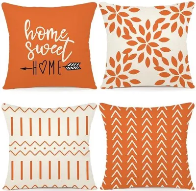 Immagine prodotto di Set di 4 federe in lino Unyqoos®, 40 x 40 cm – federe traspiranti per soggiorno e giardino, con cerniera invisibile
