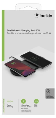Product packaging for a dual wireless charging pad.