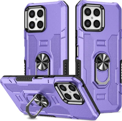 Image de Honor X8 Cover, Dual Layer Robuste Armure Support d'anneau Support Housse de protection pour Honor X8 Violet