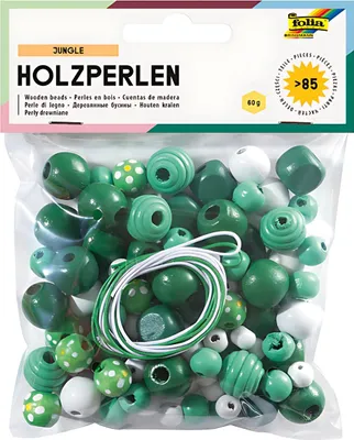 Obrázek produktu pro Folia 22974, Sada korálků pro děti, Dřevo, Zelená, Bílá