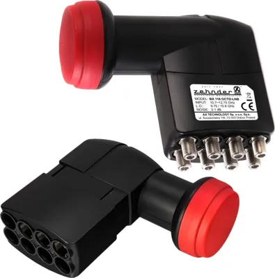 Produktbild von Zehnder BX-118 Octo LNB 8 Fach für digital Satellitenschüssel, LNC 8 Teilnehmer TV, LTE Filter, Full HD, UHD, 4K, 8k, geringes Rauschmaß 0.1dB, Wetterschutz, kälte- & hitzebeständig, Wasserfest