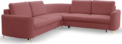 Produktbild von DomoHome Ecksofa LAREN Modernes Schlafsofa Stauraum für Bettwäsche Stilvolle Kunststofffüße Einfacher Aufbau Komfortable Schlaffunktion Rechts 150x212cm Größe: 251x251x85cm Farbe:BURGUND
