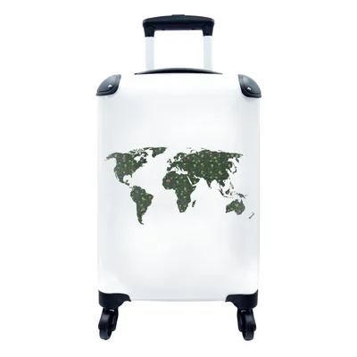Produktbild von MuchoWow® Koffer Handgepäck Trolley Rollkoffer Kleine Reisekoffer mit 4 Rollen - Weltkarte - Pflanzen - Grün - Cabin Size < 55x40x23 cm & 55x40x20 cm - Fotokoffer - Kabinenkoffer - Boardgepäck - Reise-Box - Reisekoffer - Reisegepäck - Koffer mit Bild - Trolley für Kinder