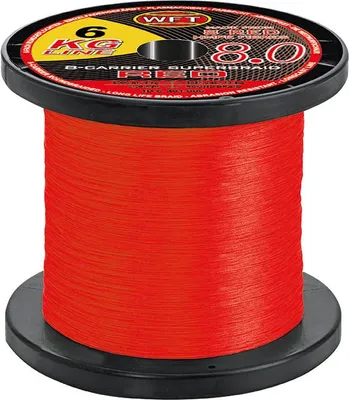 A spool of red fishing line.