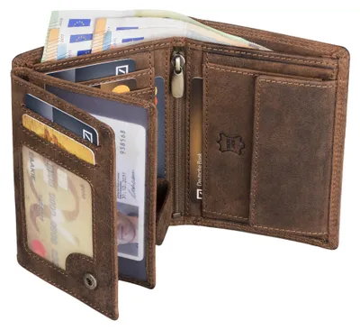 Produktbild von Leder Geldbörse Herren Portemonnaie RFID Hochformat Geldbeutel Echtleder Tan (9930)
