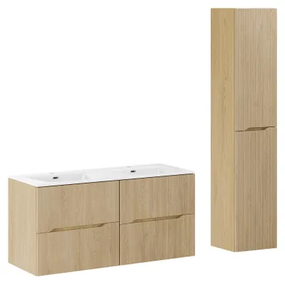 Immagine prodotto di Set da bagno da 120 cm con lavabo integrato in mobile e mobile alto