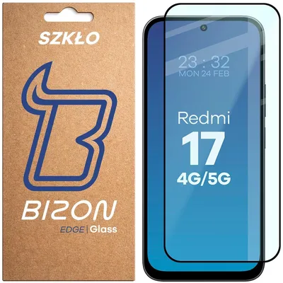 Produktbild von Gehärtetes Glas für Xiaomi Redmi 17 4G/5G, Bizon Glass Edge, Schwarzer Rahmen