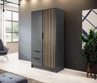 Obrázek produktu pro Dvoudveřová skříň MARFA - šířka 105 cm, grafit / dub artisan