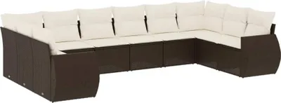 Immagine prodotto di vidaXL Set di divani da giardino da 10 pezzi con cuscini in polirattan marrone