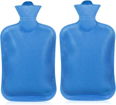 Productafbeelding van Set van 2 warmwaterkruiken, 2 liter, zonder overtrek, natuurlijk rubber, bedfles, veilig en duurzaam, groot