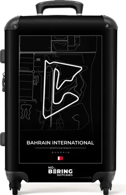 Produktbild von NoBoringSuitcases.com® Großer Koffer - F1 - Rennen - Bahrain International - Autokurs - Weiß - Kombinationsschloss TSA - Hartschalen Trolley 4 Rollen - 72 liter - Reisekoffer - 66 cmKoffer Mittelgroß 67x43x25 cm, 72L,