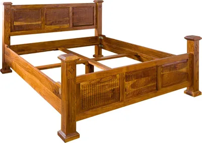 Image de MASSIVMOEBEL24 | Lit double 180x200 Acacia laqué Miel OXFORD #0132
