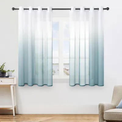 Vorhänge 2er-Set, Farbverlauf Weiß-Blau, 140x145 cm