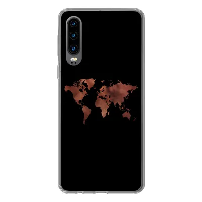 Produktbild von MuchoWow® Handyhülle Schutzhülle Hülle für Huawei P30 Weltkarte - Leder - Schwarz Silikon Softcase Handy Hülle - Kartenbesitzer