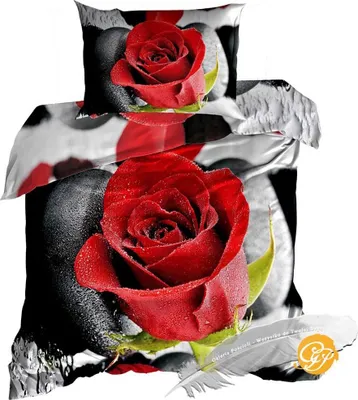 Produktbild von 3D-Bettwäsche aus Baumwollsatin, 140 x 200 cm, ROTE ROSE