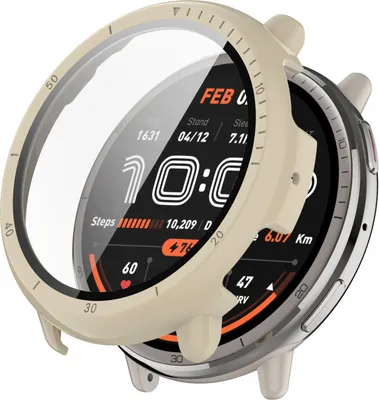 Obrázek produktu pro Pro Amazfit Active 2 Plastové pouzdro na PC + tvrzené sklo H9 Tempered Glass Beige