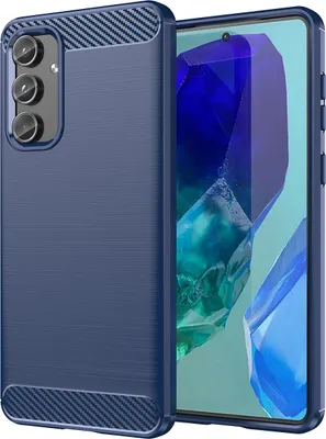 Produktbild von Hülle für Samsung Galaxy M55 Carbon-Faser Weich TPU Silikon Stoßfest Handyhülle Blau